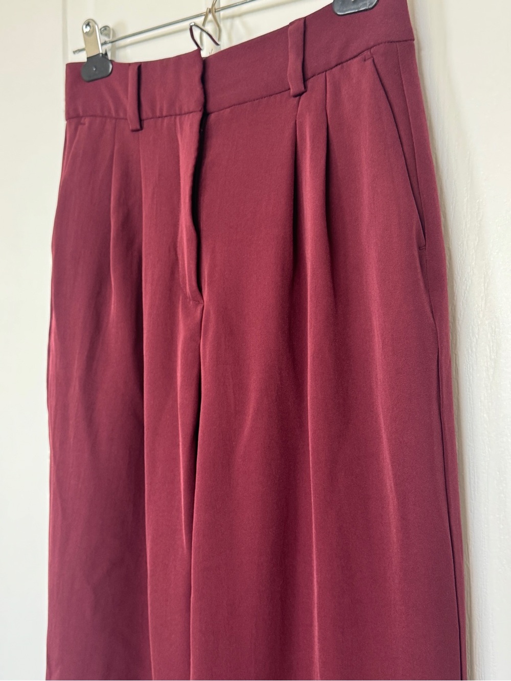 Jason Wu Pleated Wide Leg Trouser Pants Burgundy High Rise Career XS - Picture 4 of 11